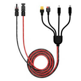 Leehitech 2M/6.56FT 4 in 1 Solar Panel Cable, 16AWG Universal Solar Cable Plug to Anderson/XT60/DC7909/DC5521 Charge Connector for Solar, Portable Power Station, Solar Generator