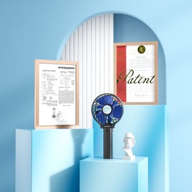 HandFan Portable Handheld Fan, Mini Personal Fan, Battery Operated Cooling Rechargeable, 180° Foldable Small Hand Fan, USB Powered, for Home, Office, Outdoor, Hiking, Travel, Stroller(Black&Blue)