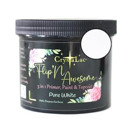CrystaLac, FlipN'Awesome 3in1 Paint, Primer, Top Coat (Pure White, 16oz Pint)