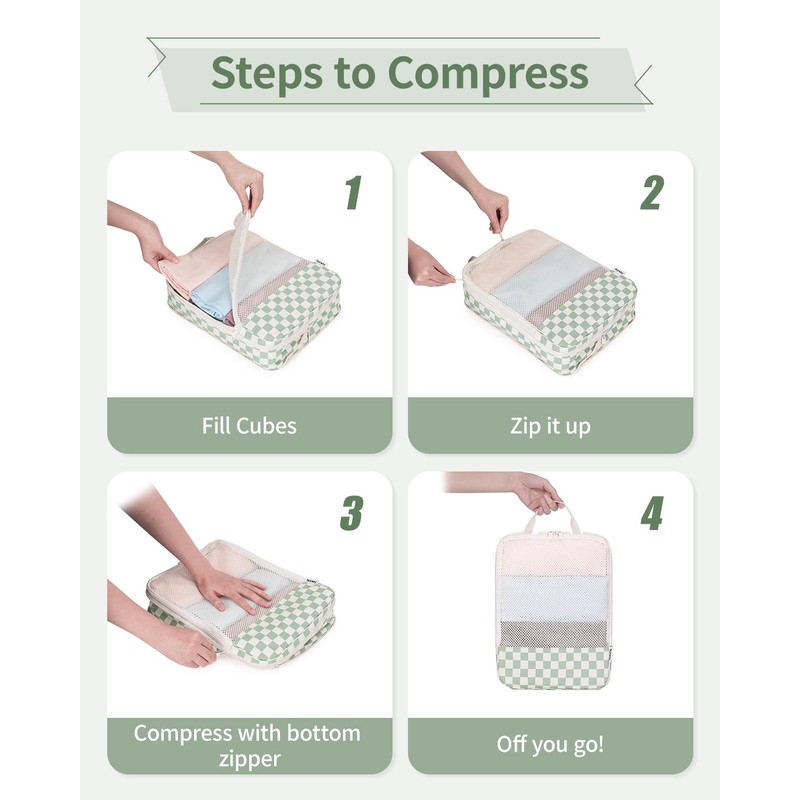 Narwey Compression Packing Cubes for Carry on Suitcase and Backpack,