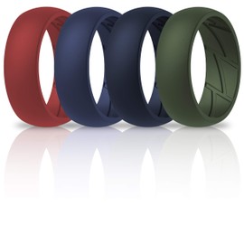 ThunderFit - Anillos de boda de silicona transpirable para hombres, alianzas con ranuras interiores de flujo de aire, alianzas de goma de 8.5 mm de ancho, 2.5 mm de grosor, 14.5 - 15 (23.82mm)