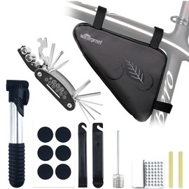 NDakter Bike Repair Kit for Flat Tire Repair, Bicycle Tool Kit Set with Pump Portable for Mountain Road Bike Emergency, Bike Bag with 16-in-1 Multitool & Lever Patch, Accessories for MTB, BMX Cycling