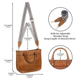 ZOOEASS Women Crossbody Bags Leather Shoulder Purse Hobo Handbag Zipped Pockets Bag with Adjustable Strap(handle-Brown)