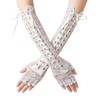 Coucoland Steampunk Gloves Lace Up Fingerless Gloves Adjustable Long Gloves