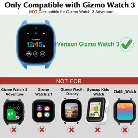 Snyeest [4-Pack] Case Compatible with Gizmo Watch 3 Screen Protector for Kids,Tempered Glass Only Compatible for Verizon Gizmo Watch 3,Black+Black+Clear+Clear