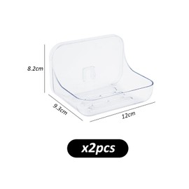 2 Pieces Wall Soap Dish, Soap Dish Holder, Wall Mounted No Drilling Soap Holder, Self Draining Soap Holder (Transparent Color)