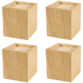 SINJEUN 4 Pack 4 Inch Solid Wood Bed Risers, Natural Square Wood Furniture Lifters, Wood Extenders Stilts for Table, Sofa, Armchairs, Cabinets