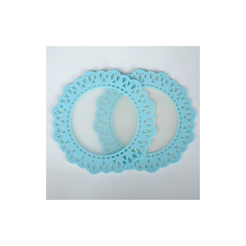 Antique Lace Wind Vinyl Coasters Clear x Blue Diameter 100 mm