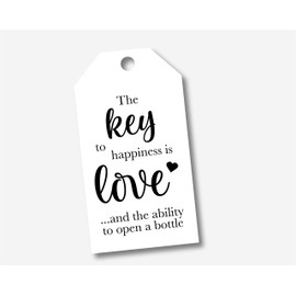 24ct Bottle Opener Favor Tags, The Key to Happiness is Love, Wedding Favor Tags (MLT-649)