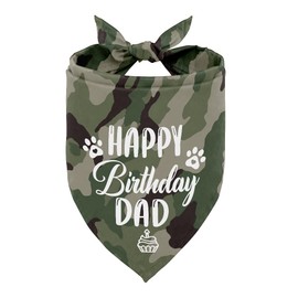 K32 Camouflage Dog Bandana - Happy Birthday Dad Dog Scarf Accessory for Pet Scarf Gift