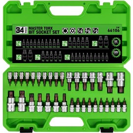 SWANLAKE 34PCS Master TORX Bit Socket Set, Premium S2 Alloy Steel, Solid Star & Tamper Proof T6 ~ T70 multifunctional
