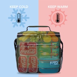 Large Insulated Lunch Bag for Women Men, 10L Leakproof Thermal Reusable Lunch Box for Adult by Tirrinia, Tall Meal Prep Lunch Cooler Tote for Office Work, Green