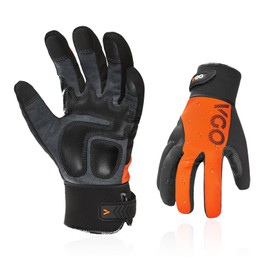 Vgo... 1 pair of men's work gloves, mechanics gloves, anti-vibration gloves for power tools (SL8777)