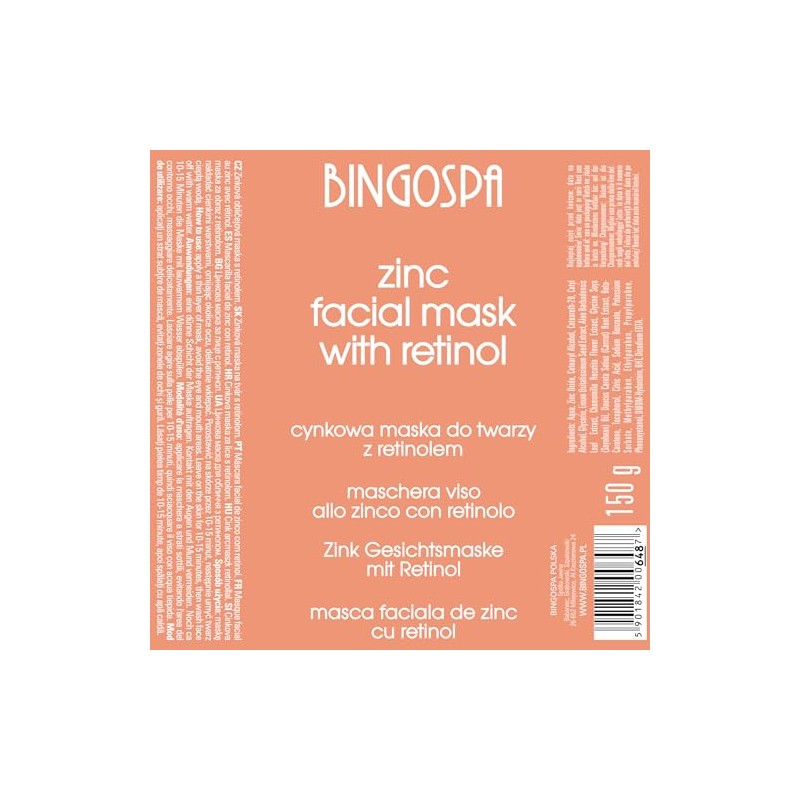Zink Gesichtsmaske mit Retinol gegen Falten Pickeln Akne 150 g