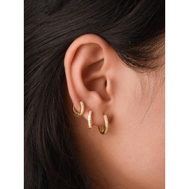 Sacina Small Gold-tone Hoop Earrings Set, Dainty Huggie Hoop Earrings, Hoop Earrings for Women, Retro Minimalist Earrings, Christmas Jewelry Gift For Women