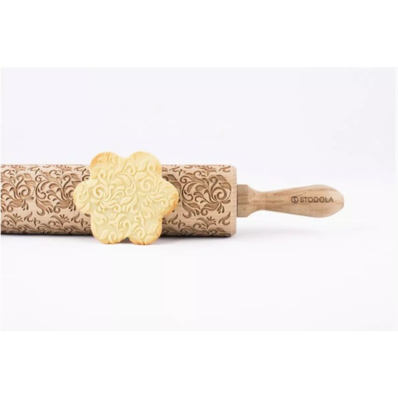 Stodola Engraved Large Rolling Pin with FOLK DECORATIVE Pattern