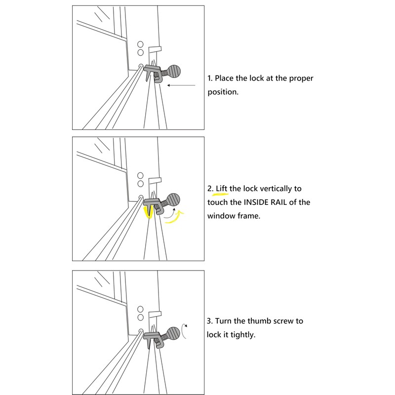 QCAA Single Small Sliding Window Security Lock, Aluminum, White Coated,