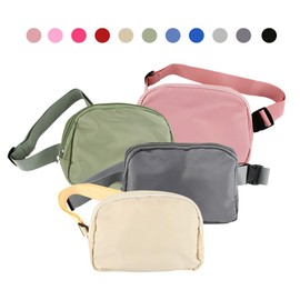 Belt Bag with Patches Crossbody Belt Bag Adjustable Fanny Pack Waist Bag Women’s with Zipper for Stylish Everyday Use Hands-Free Travel Essentials Phone & Wallet (Red)