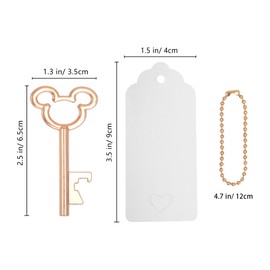 Key Bottle Opener Wedding Guest Gift Decoration: 52 Pieces Skeleton Vintage Party Set Metal Key Ring Birthday Small Kart Retro Pendant Gift Chain Accessories for Guests (Rose Gold)