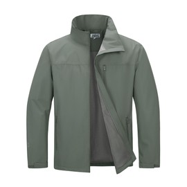 Outdoor Ventures Men's Lightweight Jacket Waterproof Rain Shell Jackets with velvet lined Windbreake Stand Collar