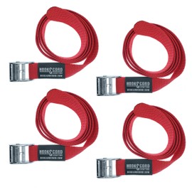 SECURE IT QUICK Straps & Buckles - Cinch Tie Down CAM Cargo Utility Lashing Straps - 1" Wide Heavy Duty Webbing (48" CAM - 4 PK, Red)