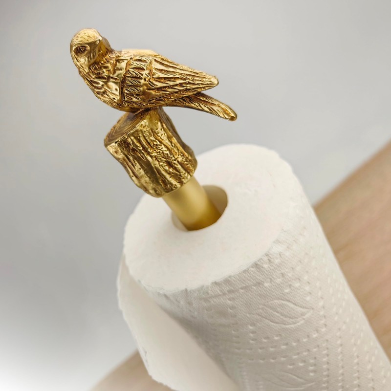 Paper Towel Holder Countertop, Gold Paper Towel Stand with Bird
