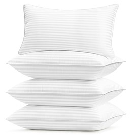 Basic Beyond Bed Pillows Standard Size Set of 4 - Down Alternative Pillows for Sleeping, Soft 20 x 26 Inches 4 Pack Standard Pillows for Back, Stomach or Side Sleepers, White