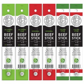 Good Fod Foods Meat Stick Variety Pack – Low FODMAP Snacks for a Healthy Gut, Zero Sugar Jerky Sticks, Keto Friendly, Gluten-Free Beef Sticks 1 Ounce (6 Pack)