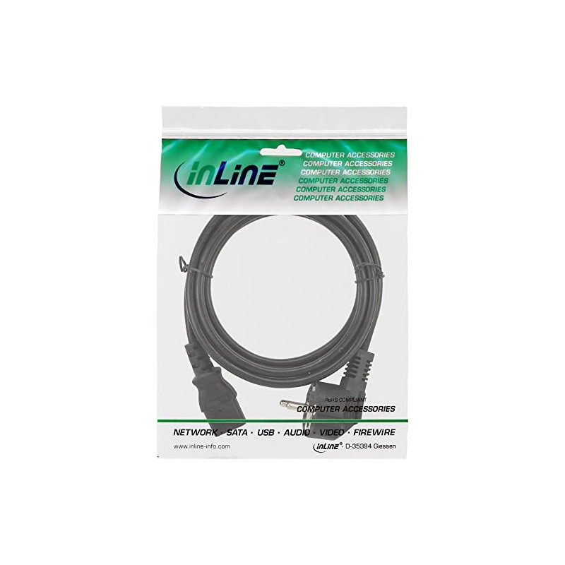 InLine Mains Lead 0.5 m angled Schuko to IEC C13,