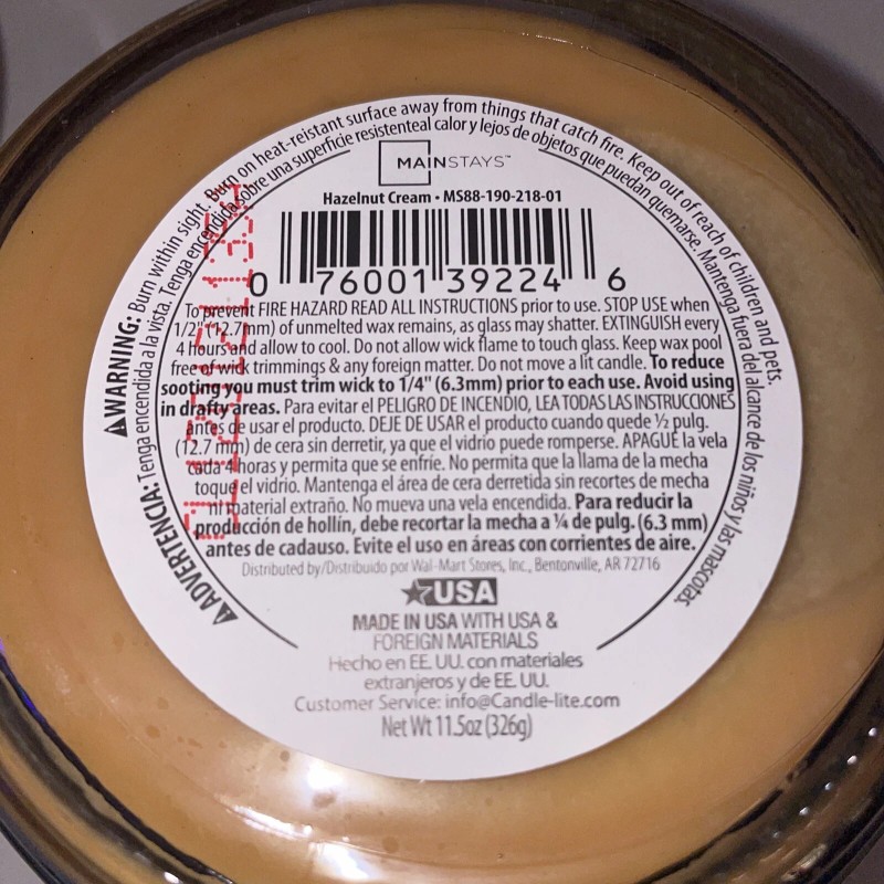 Mainstays 2 Mainstays HAZELNUT CREAM 3 Wick Jar Candles 11.5