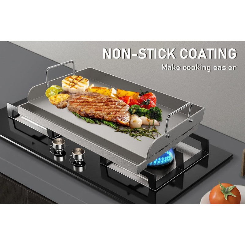 Utheer 17" x13" Nonstick Cast Iron Griddle for Gas Grill,