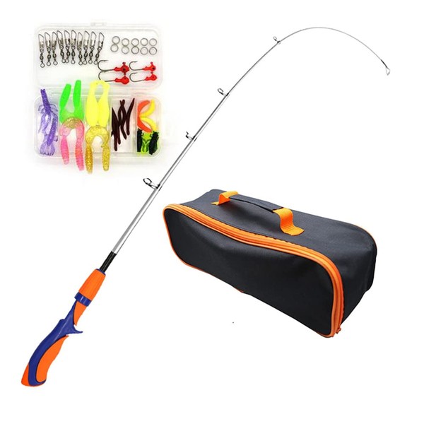 AZHOKTD Spincasting Fishing Rod and Reel Combo Set, Portable Telescopic Fishing Rod for Kids with Fishing Box, Travel Bag, Best Gift for Beginners and Anglers
