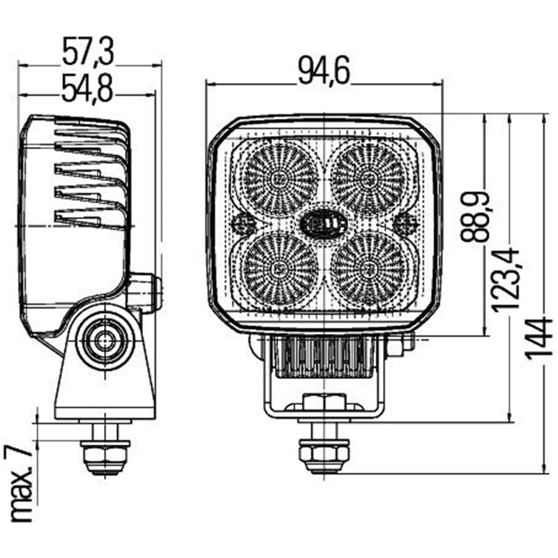 HELLA 1GA 996 284-002 LED-Worklight - Q90 compact - 12/24V