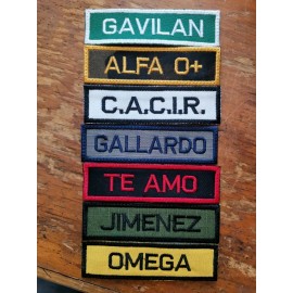 Parche Portanombre Personalizado Varios Colores Velcro