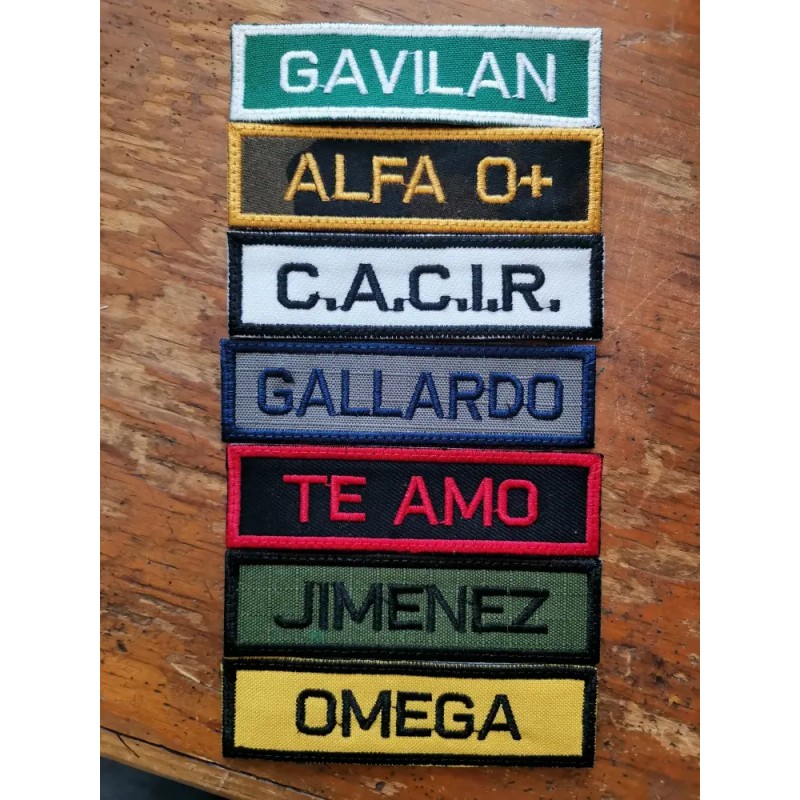 Parche Portanombre Personalizado Varios Colores Velcro