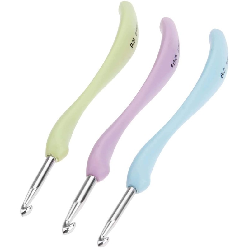 Crochet Hooks Set,Large Handle Ergonomic Grip Crochet Hook, 8PCS Aluminum