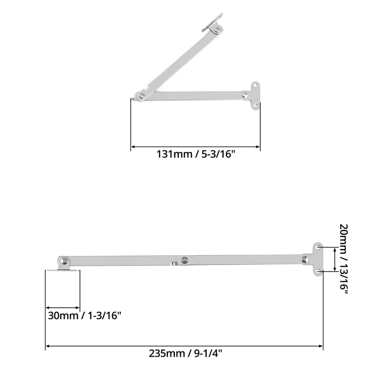 QWORK® 4 Pcs Steel Drop Down Hinge, Lid Stay Folding