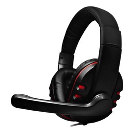 Dynamode Headset with Microphone - Wired Headphones for Computer, Laptop, Gaming, Office,Work - DH-878 Red/Black Adjustable Sound Cancelling Headphones for Skype, Chat, Calls, Streaming