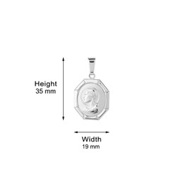 Vanbelle Rhodium Plated 925 Sterling Silver Jesus Medal Pendant Necklace for Men and Women