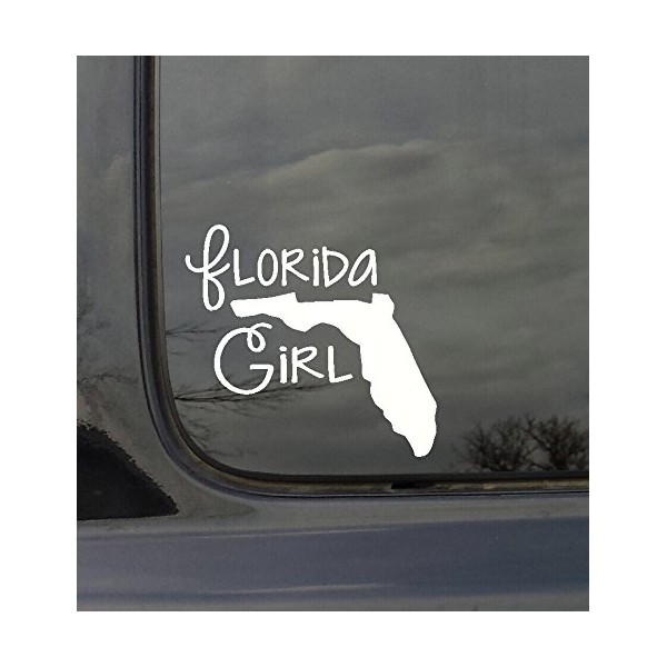 Wall Decor Plus More WDPM2998 State Girl Silhouette Florida Vinyl Car Decal, White