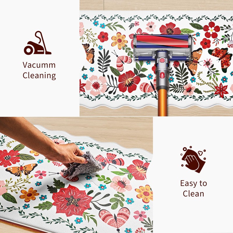 Kitchen Rugs, 2PCS Waterproof Kitchen Mats, Cushioned Anti Fatigue Kitchen