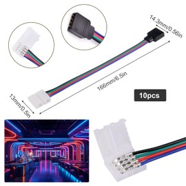 4-Pin 10 mm LED Strip Connector, I Shape LED Strip Connector, LED Solderless Strip Connector, 4-Pin RGB Strip Light Connector, for DIY Lighting in Homes, Offices and Hotels, 8 Pieces