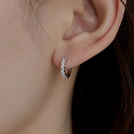 Gold&Deer 14K Goldfield Mini Plain Cubic Ring Earrings 3 size White Gold L (10mm) / 골드앤디어 14K 골드필드 미니 민자 큐빅 링귀걸이 3 size 화이트골드  L (10mm)