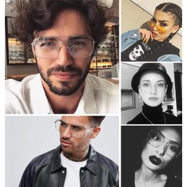 J&L Glasses Large Square Retro Outray Classic Men's Or Women's Metal Frame Glasses (Gold)