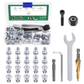 Keadic 25Pcs M6 Jack Nut with Installation Tool Set, Nutserts Jacknut Srew Anchor Threaded Insert Petal Nuts Rivnut Blind for Plastic Hardboard Polywood Pressboard