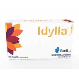 EXELTIS RETHINKING HEALTHCARE Idylla Suplemento Alimenticio a Base de Aceite de Semillas de Onagra, Extracto de Flores de Lúpulo, Triptofano, Vitaminas y Minerales 30 Cápsulas