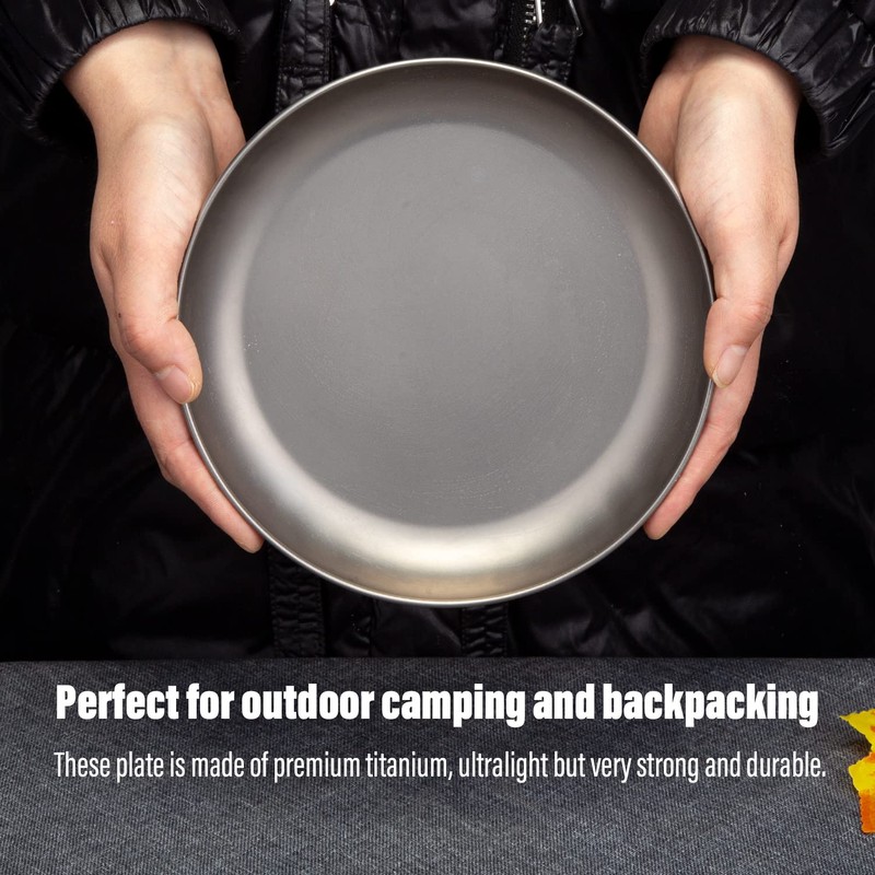 TiTo Titanium Plates Dish Outdoor Camping Tableware Ultralight Round Fruit