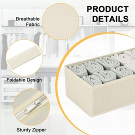 DIMJ Drawer Organizers for Clothing, Set of 12 Dresser Drawer Organizers, Fabric Closet Organizers and Storage, Drawer Dividers for Baby Clothes, Socks, Belt, Tie (Beige)