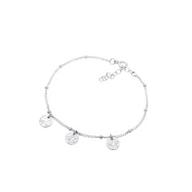 Elli Women's Bracelet Circle Plate Hammered 925 Sterling Silver, Sterling Silver, No Gemstone