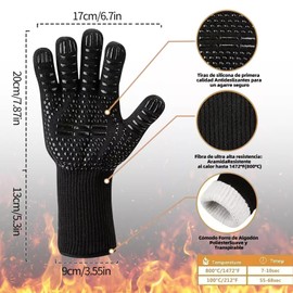 Humidific Guantes de Cocina de Silicona Antideslizantes, Guantes de Barbacoa, 2 Guantes de Cocina Antideslizantes Negro